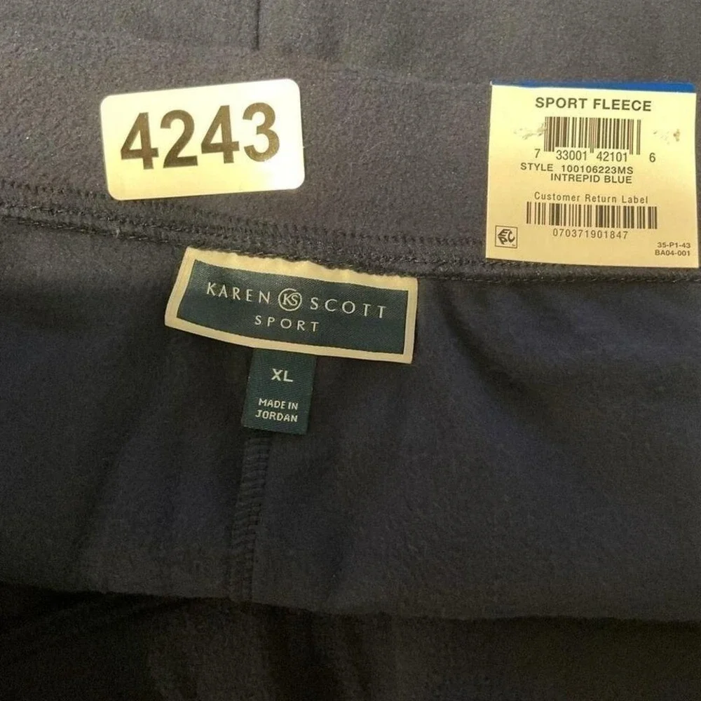 NWT Karen Scott‎ navy blue fleece pants size XL